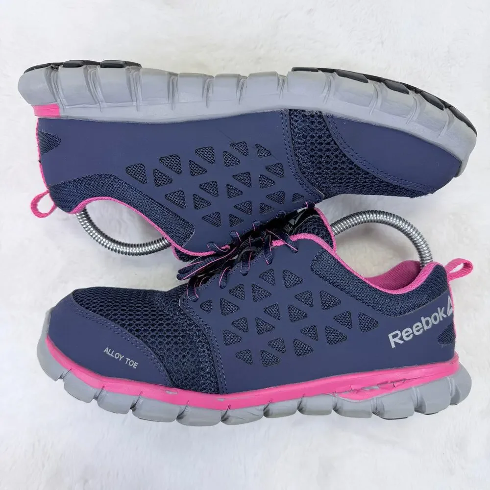 Reebok Sublite Cushion Work Alloy Toe RB046 Womens Navy Pink Size 10